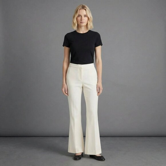 Suistudio 100% Premium Wool Fully Lined White Pants Robin Flare NWT - Picture 2 of 14